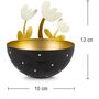 Schale aus Metall mit 3 Blumen Schwarz Gold Teelicht Ostern Fr�hling Tisch-Deko