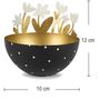 Schale aus Metall mit 6 Blumen Schwarz Gold Teelicht Ostern Fr�hling Tisch-Deko