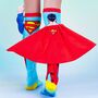 Lustige Superman Socken Blau Rot Superheld mit 3D-Effekt f�r Kinder & Erwachsene