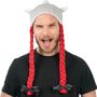 Obelix Helm aus Stoff mit roter geflochtener Zopf-Per�cke f�r Herren