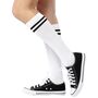 Wei�e Kniestr�mpfe in College-Optik Retro Sportsocken f�r Damen