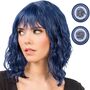 Per�cke Kurzhaar mit Pony Blau frisierbar & hitzebest�ndig f�r Damen