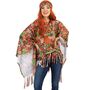 Hippie Kost�m Joan Bunter Poncho mit Stirnband Boho-Stil f�r Damen