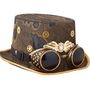 Steampunk Zylinder Braun mit Brille Kopfweite 60 cm Hut f�r Erwachsene 