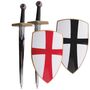 Ritter Set Rot Schwert & Schild Kreuz Mittelalter Kost�m Kinder Spielzeug