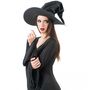 Schwarzer Hexenhut Halloween aus Samt 35 cm hoch f�r Damen