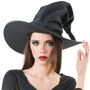 Schwarzer Hexenhut Halloween aus Samt 35 cm hoch f�r Damen