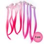 Bunte Haarstr�hnen mit Clip 8 St�ck Pink & Lila Prinzessin Extensions f�r Kinder