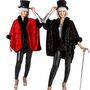 Zirkusdirektor Kost�m Poncho Rot Schwarz mit Pailletten f�r Damen