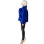 Pl�schjacke Royalblau 90er Retro Look mit Futterstoff Vintage Style f�r Damen
