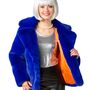 Pl�schjacke Royalblau 90er Retro Look mit Futterstoff Vintage Style f�r Damen