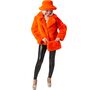 Pl�schjacke Orange 90er Retro Look mit Futterstoff Vintage Style f�r Damen