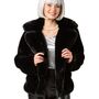 Pl�schjacke Schwarz 90er Retro Look mit Futterstoff Vintage Style f�r Damen
