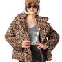 Pl�schjacke Leo-Look 90er Retro Look mit Futterstoff Vintage Style f�r Damen