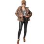 Pl�schjacke Leo-Look 90er Retro Look mit Futterstoff Vintage Style f�r Damen
