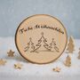 Baumscheibe 24 cm Frohe Weihnachten Tannenwald Tisch-Deko Geschenk