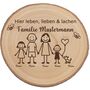 Baumscheibe 30 cm Familie Willkommensschild personalisiert mit Kindern & Hund