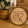 Baumscheibe 30 cm Familie Willkommensschild personalisiert mit Kindern & Hund