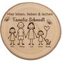 Baumscheibe 30 cm Familie Willkommensschild personalisiert mit M�dchen & Hund