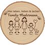 Baumscheibe 30 cm Familie Willkommensschild personalisiert mit M�dchen & Katze