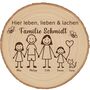 Baumscheibe 30 cm Familie Willkommensschild personalisiert mit M�dchen & Katze