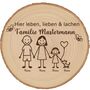 Baumscheibe 30 cm Familie Willkommensschild personalisiert mit 1 M�dchen & Hund 