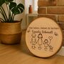 Baumscheibe 30 cm Familie Willkommensschild personalisiert mit 1 M�dchen & Hund 