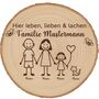 Baumscheibe 30 cm Familie Willkommensschild personalisiert mit 1 M�dchen & Katze
