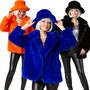 90er Retro Pl�schjacke Blau mit Hut Vintage Party Kost�m f�r Damen
