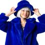 90er Retro Pl�schjacke Blau mit Hut Vintage Party Kost�m f�r Damen