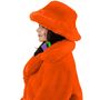 90er Retro Pl�schjacke Orange mit Hut Vintage Party Kost�m f�r Damen