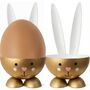 2 Eierbecher Hase Gold aus Metall Osterhase 10 cm gedeckter Tisch Ostern