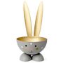 Eierbecher-Set 4 St�ck Hase Grau aus Metall Osterhase gedeckter Tisch Ostern