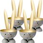 Eierbecher-Set 4 St�ck Hase Grau aus Metall Osterhase gedeckter Tisch Ostern
