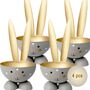 Eierbecher-Set 4 St�ck Hase Grau aus Metall Osterhase gedeckter Tisch Ostern