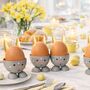 Eierbecher-Set 6 St�ck Hase Grau aus Metall Osterhase gedeckter Tisch Ostern