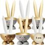 Eierbecher-Set Gold & Grau Hase Bunny 6 St�ck Osterhasen-Brunch Tisch-Deko