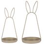 Oster-Deko Serviertablett 2er-Set mit Hasenohren 49 cm & 39 cm Schale aus Metall