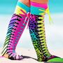 Lustige Socken Neon-Safari 80 & 90er Style Bunt f�r Kinder & Erwachsene