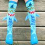 Lustige Socken Hai Henri mit Taucherbrille & 3D-Flosse f�r Kinder & Erwachsene