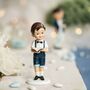 Kommunion Tortenfigur Junge mit Bibel 15,5 cm - Kommunionskuchen Deko Wei� Blau
