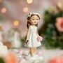 Kommunion Figur M�dchen mit Bibel & Blumenkranz 15 cm Torten-Deko Erstkommunion