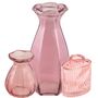 Rosa Glasvasen Set 3er Tischdeko 2 Mini & 1 gro�e Vase Hochzeit & Geburtstag