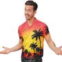 Hawaiihemd f�r Damen & Herren Rot Gelb Palmen Sommer Party Hemd