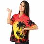 Hawaiihemd f�r Damen & Herren Rot Gelb Palmen Sommer Party Hemd