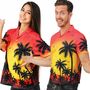 Hawaiihemd f�r Damen & Herren Rot Gelb Palmen Sommer Party Hemd