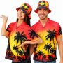 Hawaiihemd mit Fischerhut Palmen Sunset f�r Damen & Herren