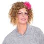 Locken-Per�cke Welliges Haar Hellbraun 33 cm gelockt mit rosa Blume f�r Damen 