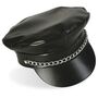 Rocker M�tze Retro Biker Kappe schwarz mit Kette KW 58 cm Kost�m Zubeh�r
