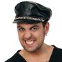 Rocker M�tze Retro Biker Kappe schwarz mit Kette KW 58 cm Kost�m Zubeh�r